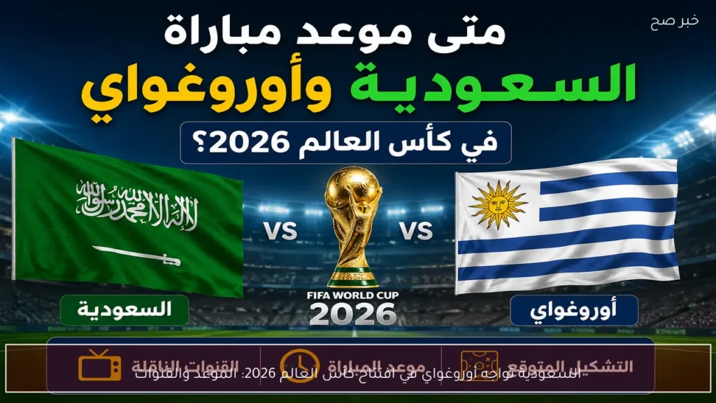 السعودية تواجه أوروغواي في افتتاح كأس العالم 2026: الموعد والقنوات