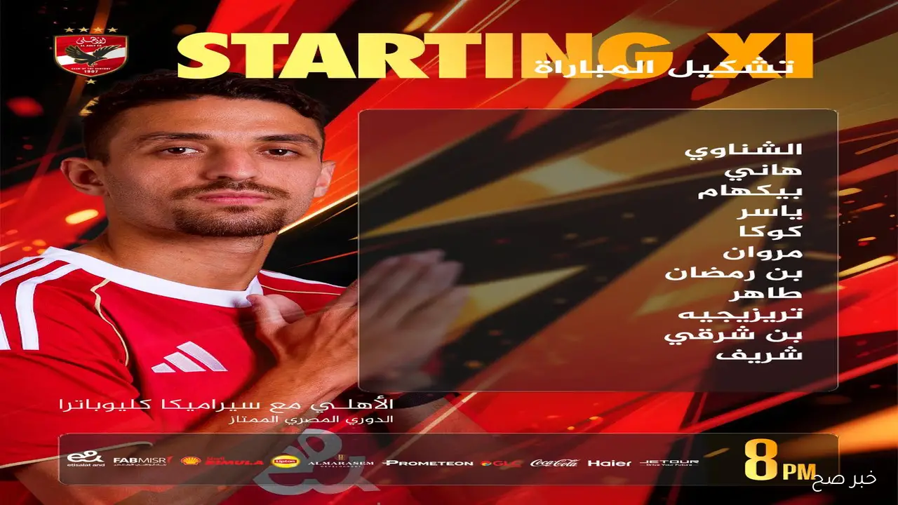 «ديانج بديلاً».. تشكيل الأهلي اليوم أمام سيراميكا كليوباترا في الدورى المصري الممتاز