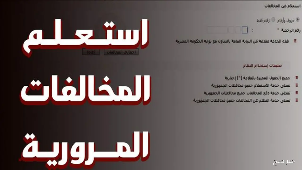 الآن.. استعلام مخالفات المرور في مصر برقم السيارة 2025 عبر الإنترنت بسهولة