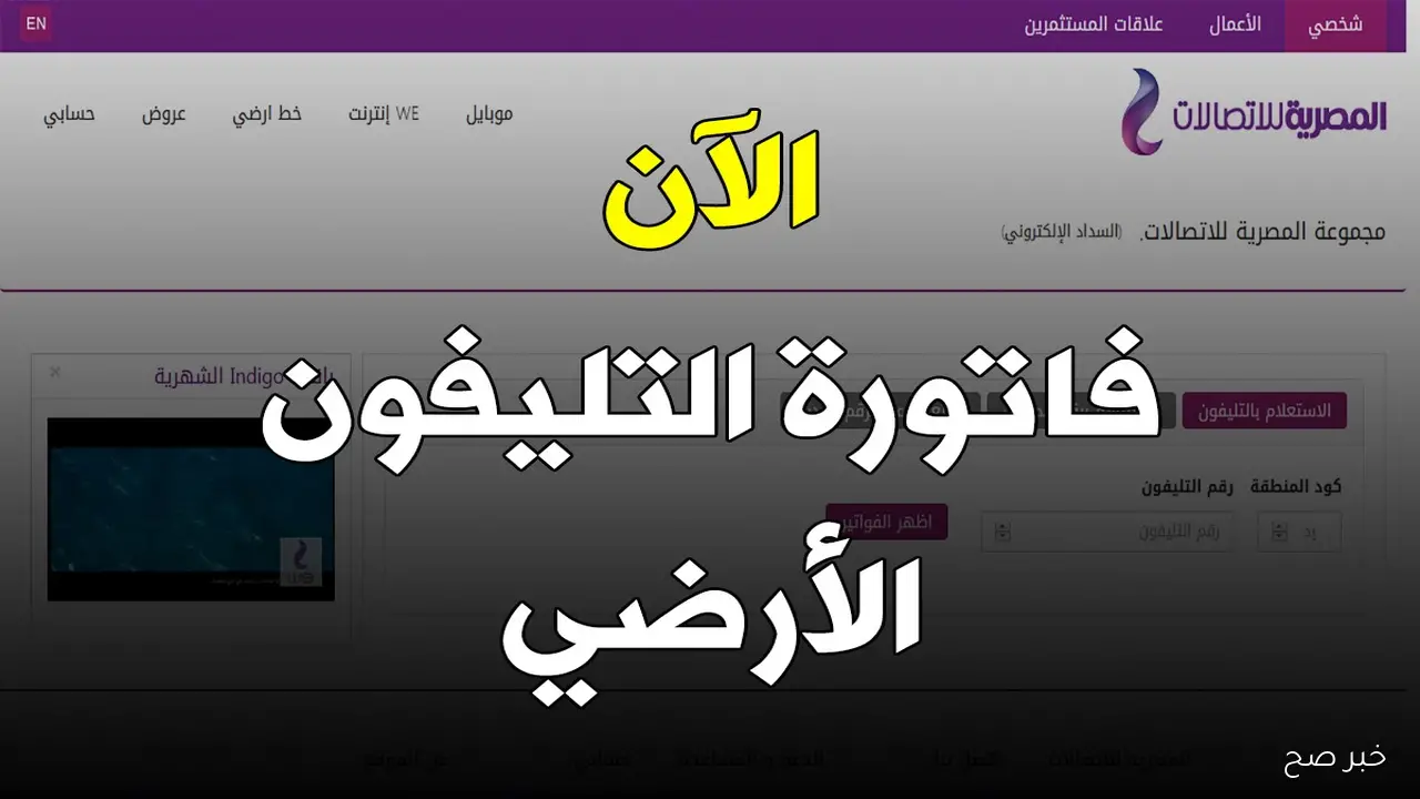 رابط الاستعلام عن فاتورة التليفون الأرضي WE لشهر نوفمبر 2025 قبل قطع الخدمة وطرق الدفع الإلكتروني
