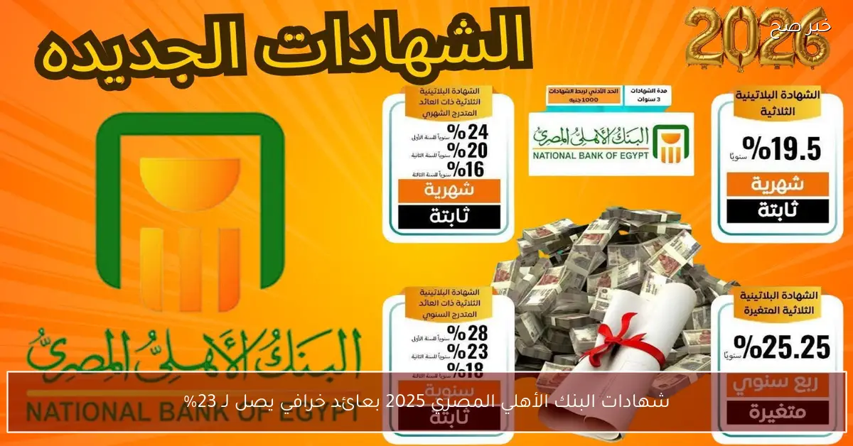 “فلوسك في أمان”.. شهادات البنك الأهلي المصري 2025 بعائد خرافي يصل لـ 23% لمدة 3 سنوات