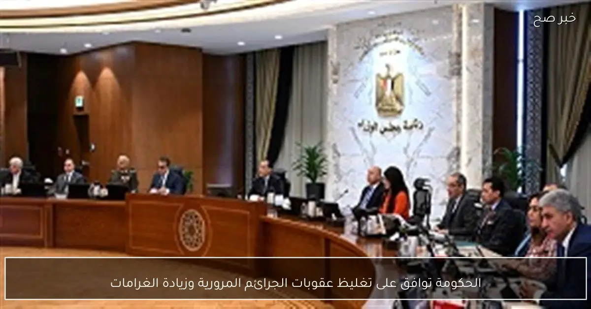 الحكومة توافق على تغليظ عقوبات الجرائم المرورية وزيادة الغرامات