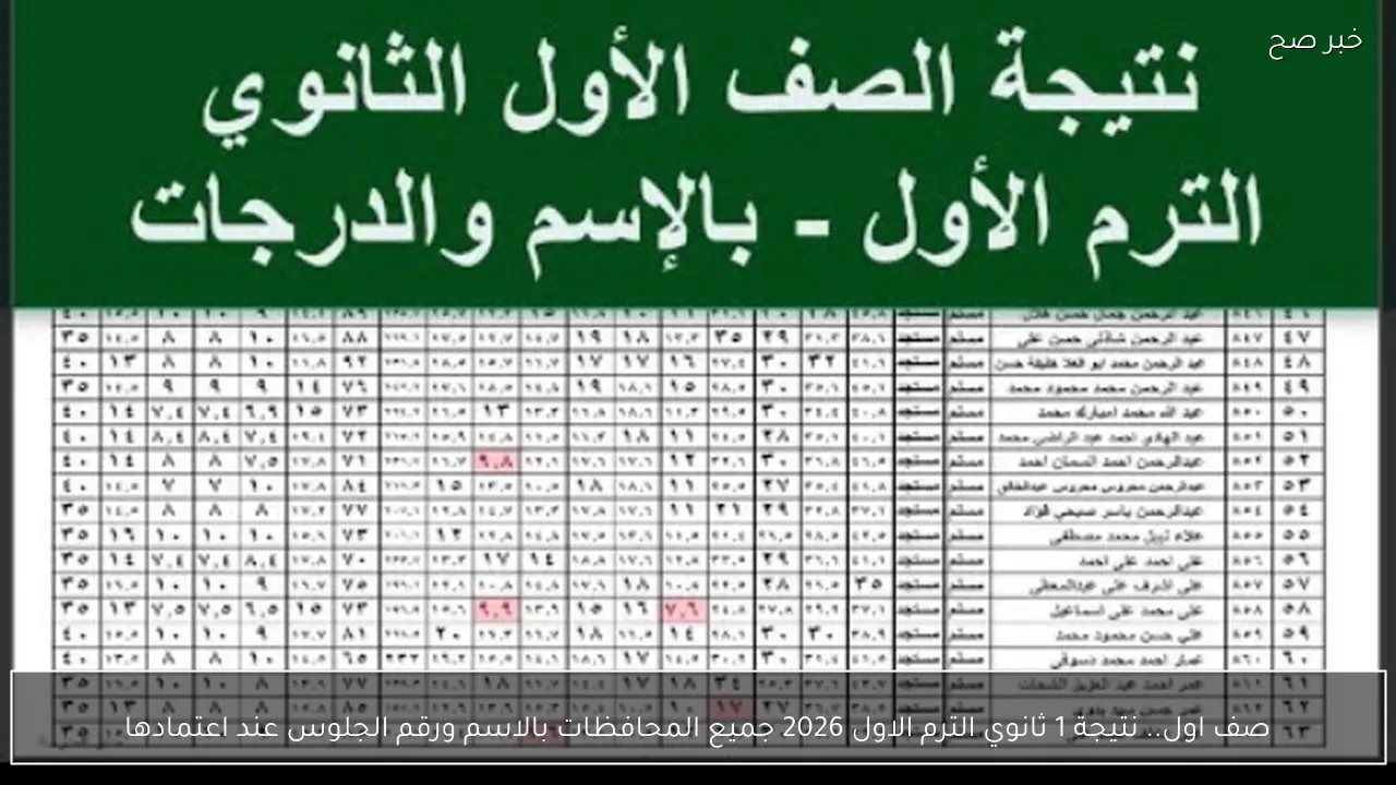 صف اول.. نتيجة 1 ثانوي الترم الاول 2026 جميع المحافظات بالاسم ورقم الجلوس عند اعتمادها