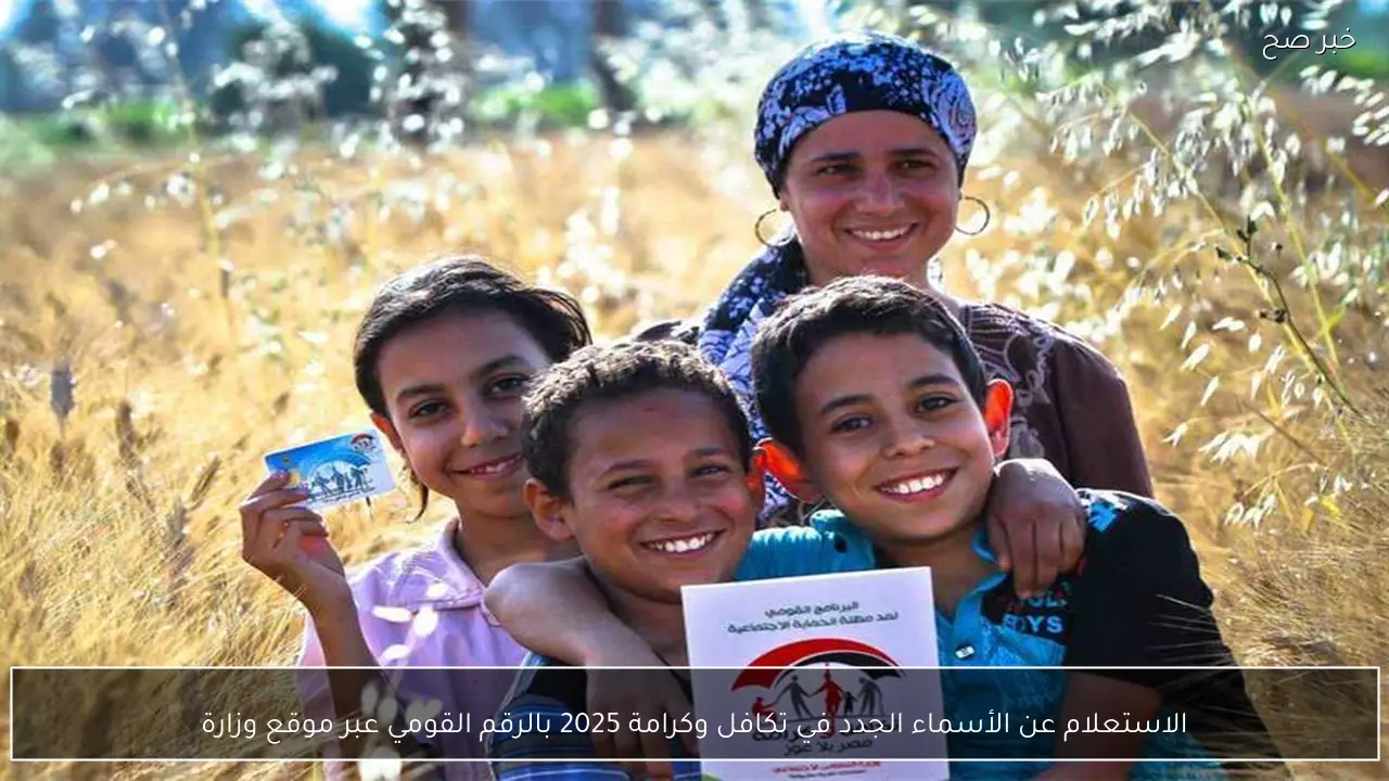 الاستعلام عن الأسماء الجدد في تكافل وكرامة 2025 بالرقم القومي عبر موقع وزارة التضامن