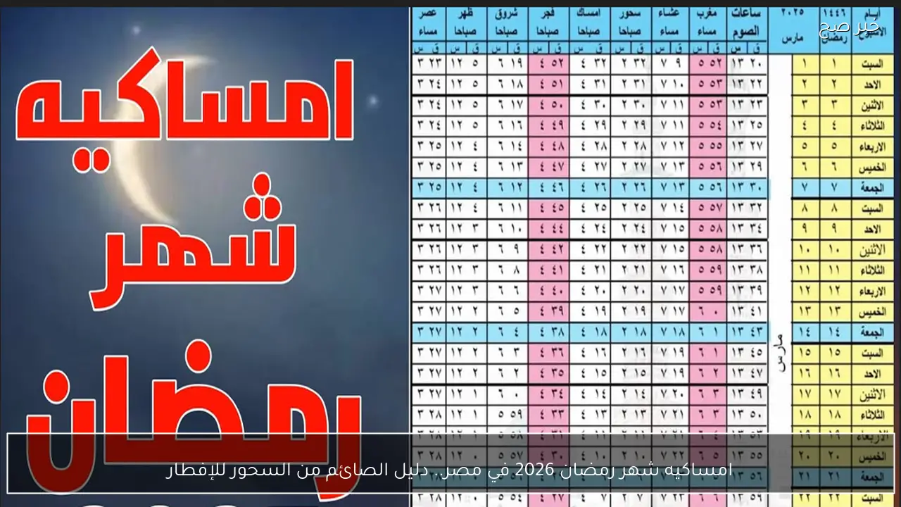 امساكيه شهر رمضان 2026 في مصر.. دليل الصائم من السحور للإفطار