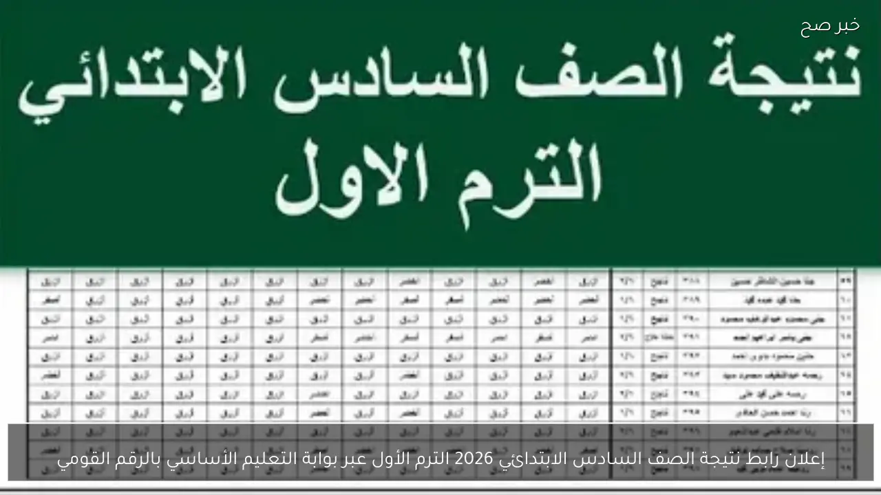 إعلان رابط نتيجة الصف السادس الابتدائي 2026 الترم الأول عبر بوابة التعليم الأساسي بالرقم القومي