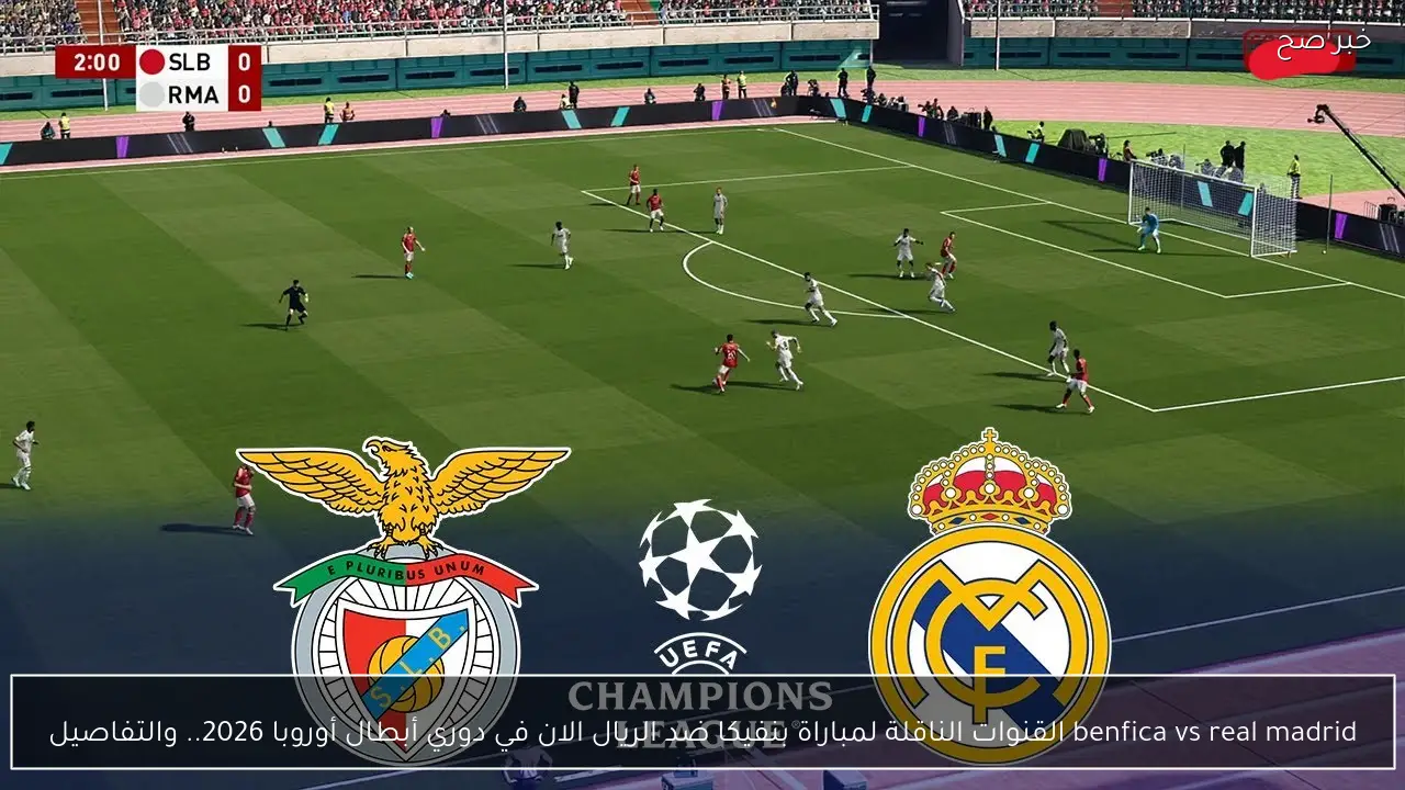 benfica vs real madrid القنوات الناقلة لمباراة بنفيكا ضد الريال الان في دوري أبطال أوروبا 2026.. والتفاصيل