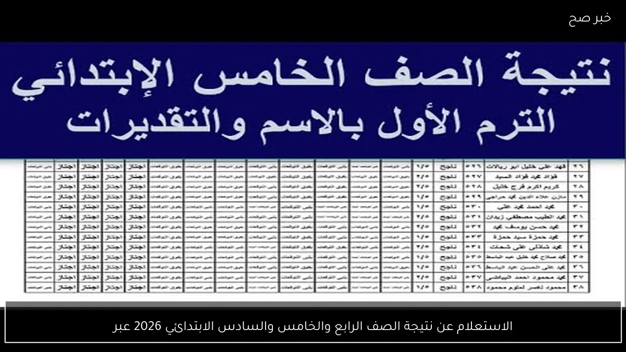 الاستعلام عن نتيجة الصف الرابع والخامس والسادس الابتدائي 2026 عبر eduserv.cairo.gov.eg الكترونيًا