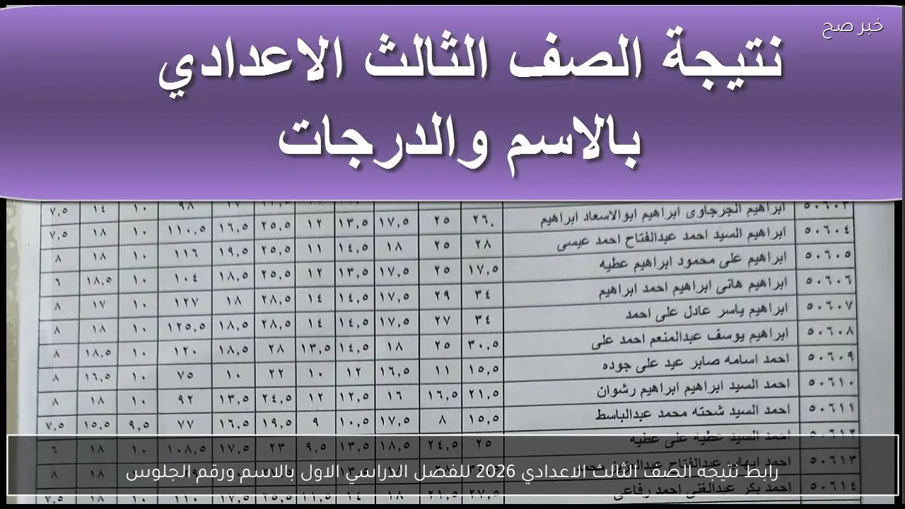 رابط نتيجه الصف الثالث الاعدادي 2026 للفصل الدراسي الاول بالاسم ورقم الجلوس