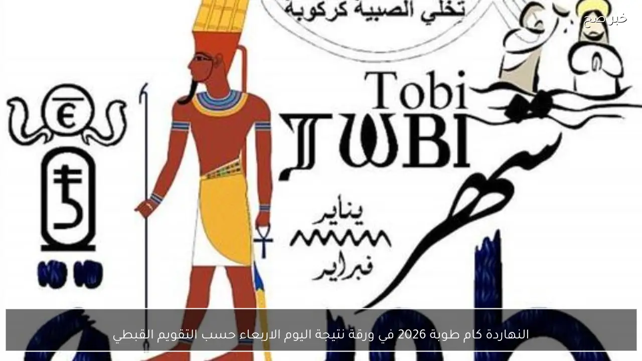 النهاردة كام طوبة 2026 في ورقة نتيجة اليوم الاربعاء 21 يناير 2026 التاريخ القبطي والميلادي