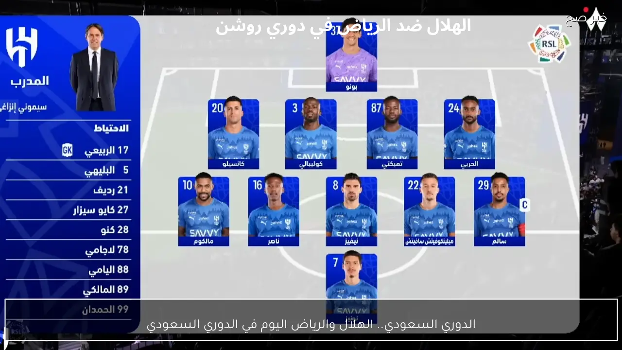 الدوري السعودي.. الهلال والرياض الآن في الدوري السعودي القنوات الناقلة + التشكيل الرسمي