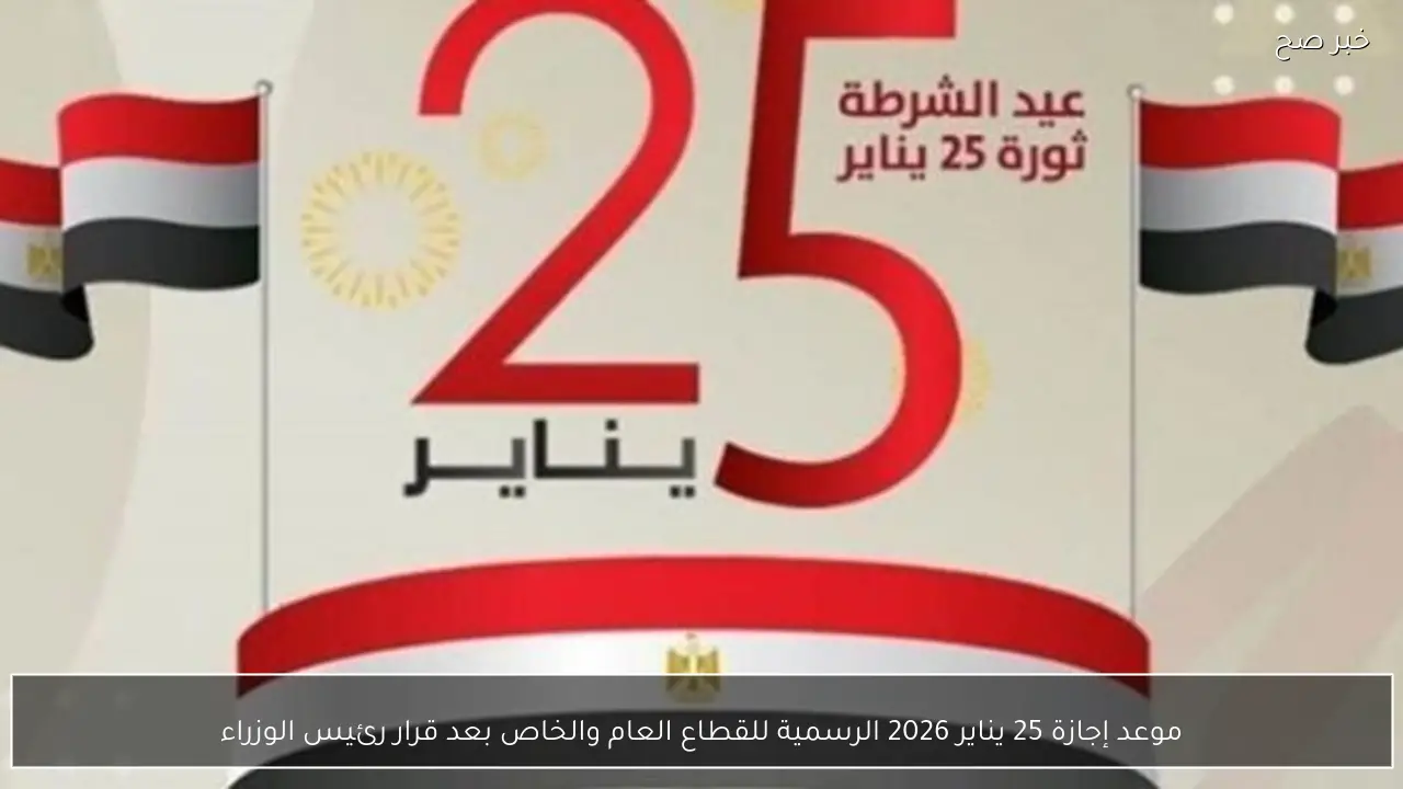 موعد إجازة 25 يناير 2026 الرسمية للقطاع العام والخاص بعد قرار رئيس الوزراء