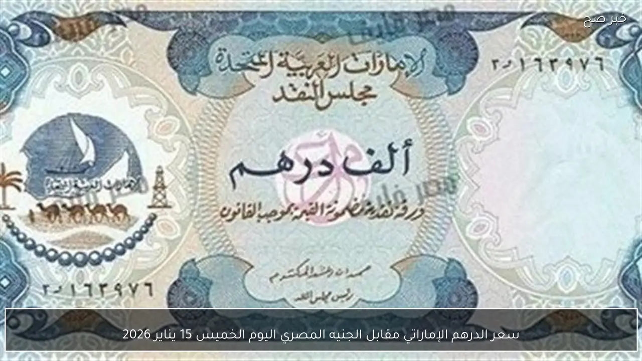 سعر الدرهم الإماراتي مقابل الجنيه المصري اليوم الخميس 15 يناير 2026
