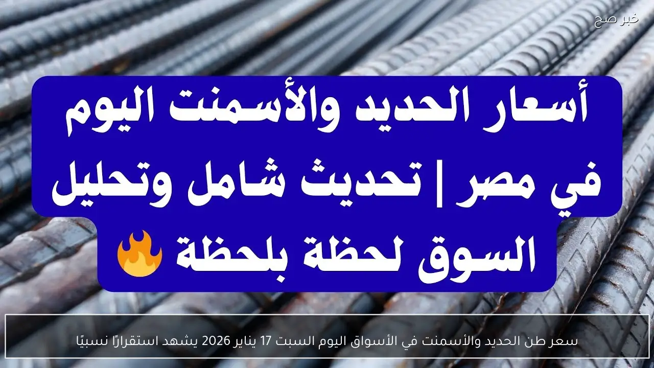سعر طن الحديد والأسمنت في الأسواق اليوم السبت 17 يناير 2026 يشهد استقرارًا نسبيًا