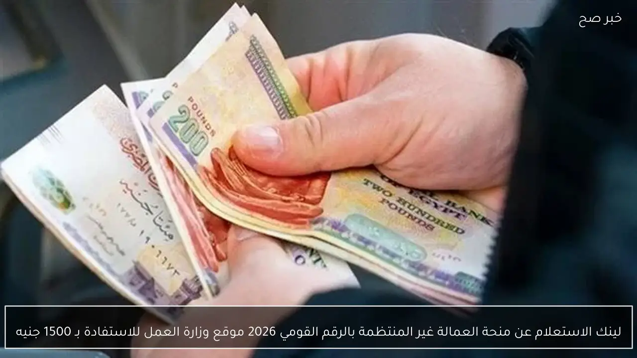 لينك الاستعلام عن منحة العمالة غير المنتظمة بالرقم القومي 2026 موقع وزارة العمل للاستفادة بـ 1500 جنيه