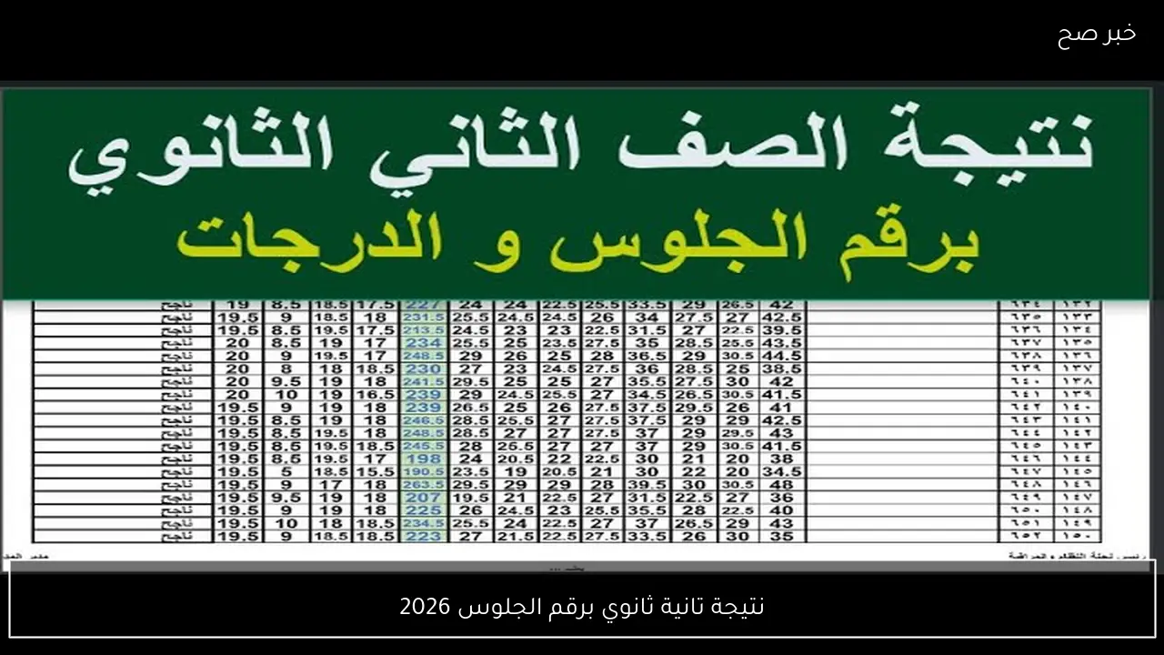 نتيجة تانية ثانوي برقم الجلوس 2026 جميع المحافظات موقع وزارة التربية والتعليم