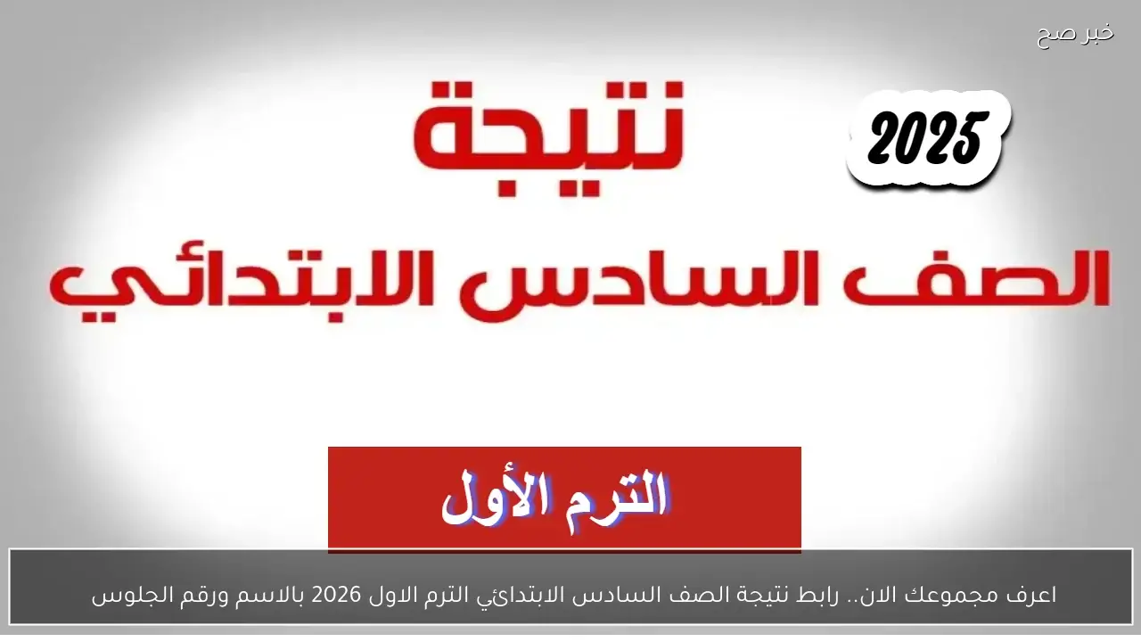 اعرف مجموعك الان.. رابط نتيجة الصف السادس الابتدائي الترم الاول 2026 بالاسم ورقم الجلوس 