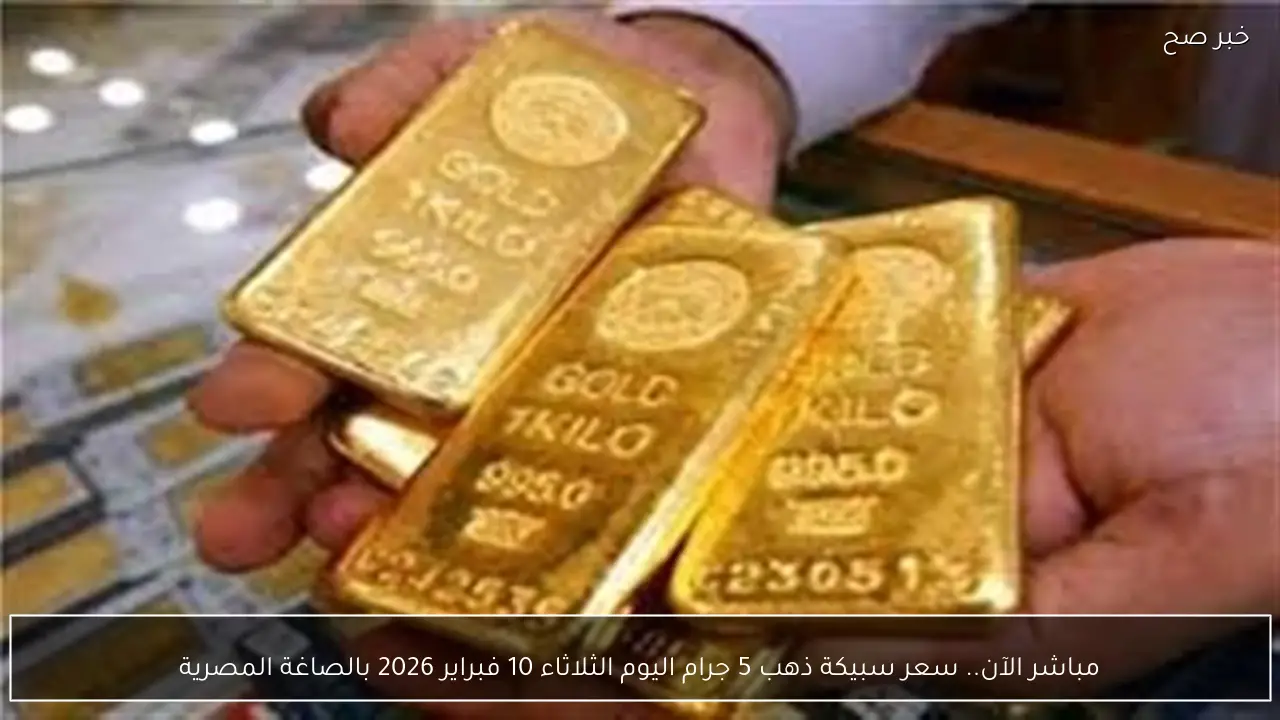 مباشر الآن.. سعر سبيكة ذهب 5 جرام اليوم الثلاثاء 10 فبراير 2026 بالصاغة المصرية