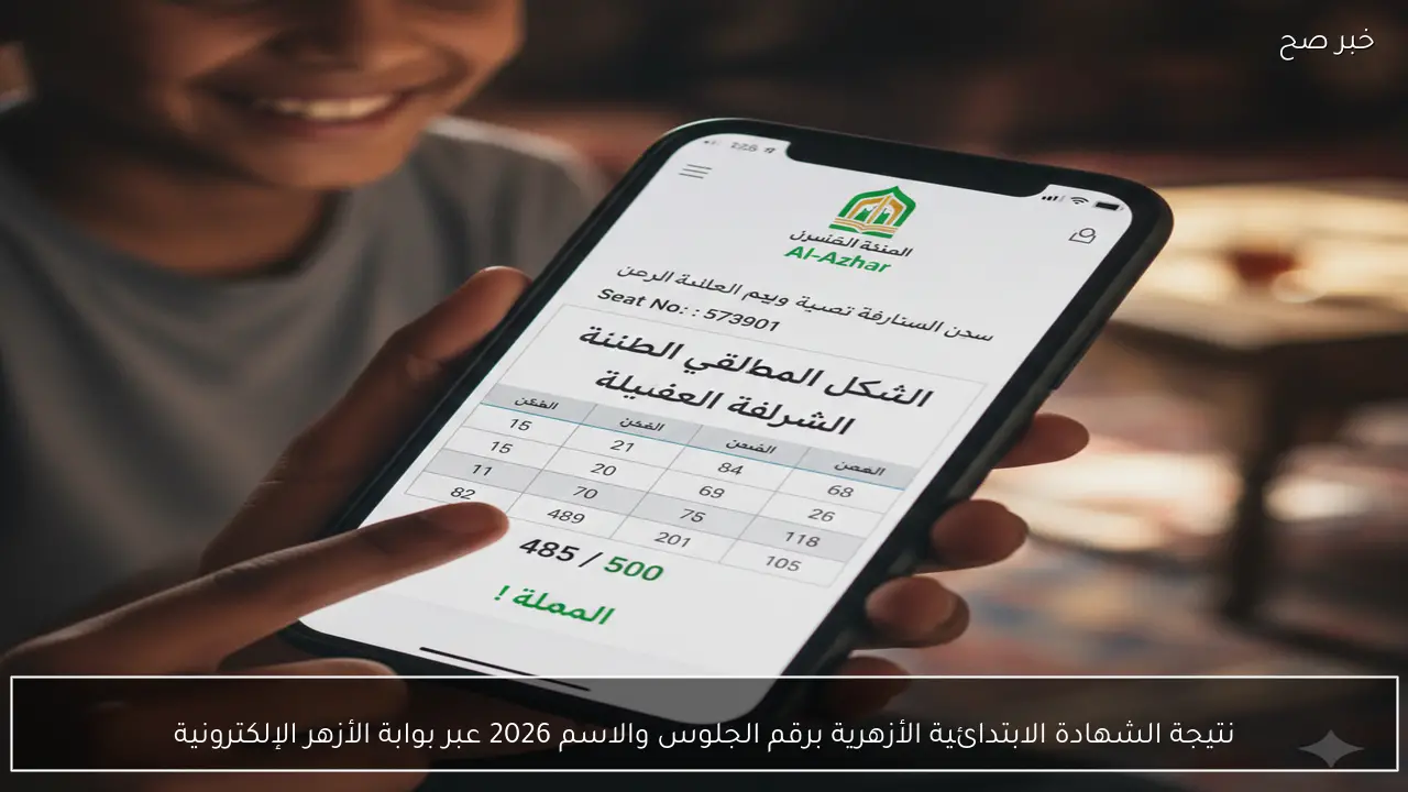 نتيجة الشهادة الابتدائية الأزهرية برقم الجلوس والاسم 2026 عبر بوابة الأزهر الإلكترونية