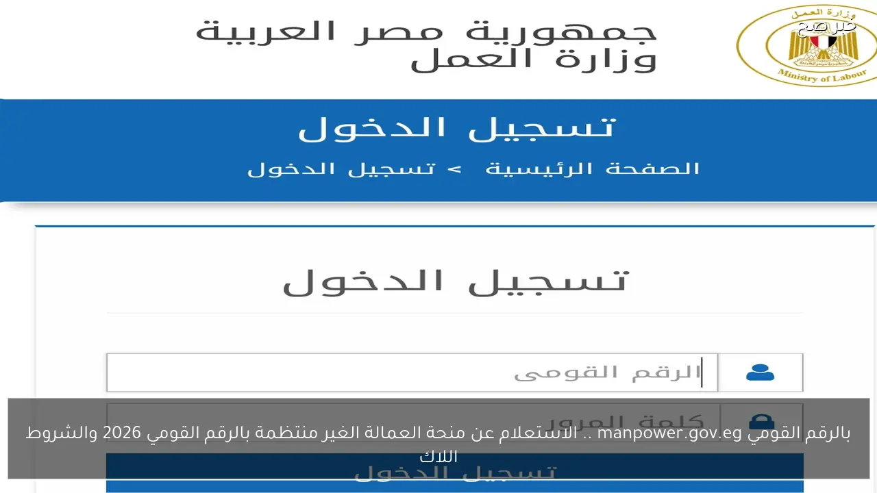 بالرقم القومي manpower.gov.eg .. الاستعلام عن منحة العمالة الغير منتظمة 2026 والشروط اللازمة