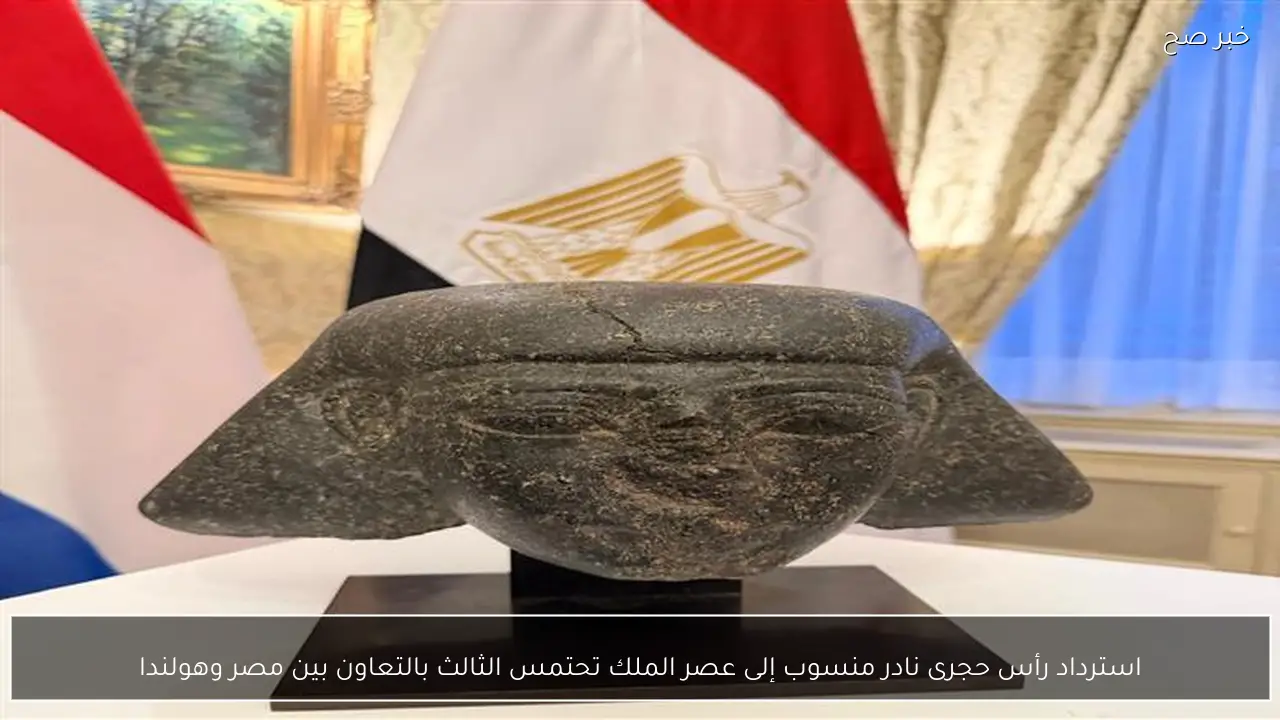 استرداد رأس حجرى نادر منسوب إلى عصر الملك تحتمس الثالث بالتعاون بين مصر وهولندا