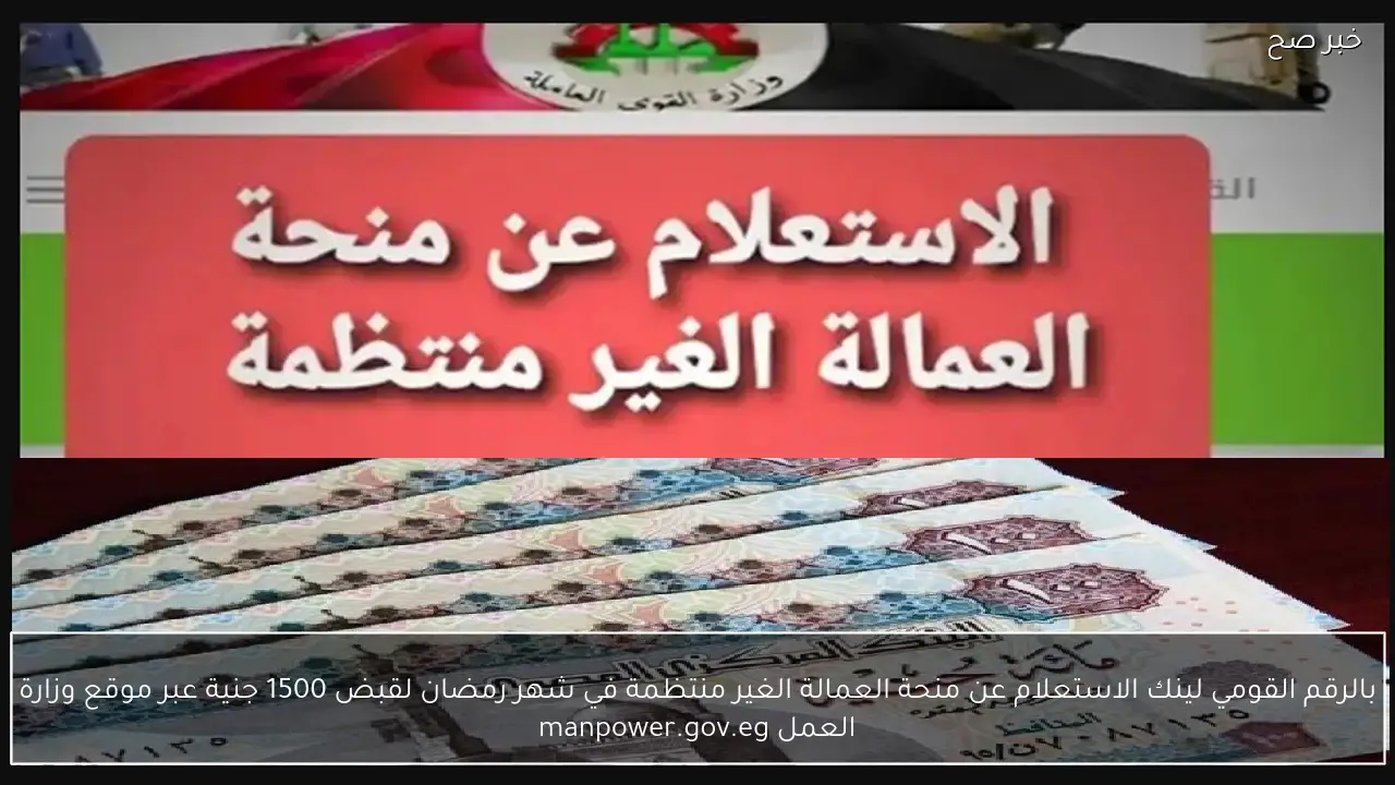 بالرقم القومي لينك الاستعلام عن منحة العمالة الغير منتظمة في شهر رمضان لقبض 1500 جنية عبر موقع وزارة العمل manpower.gov.eg