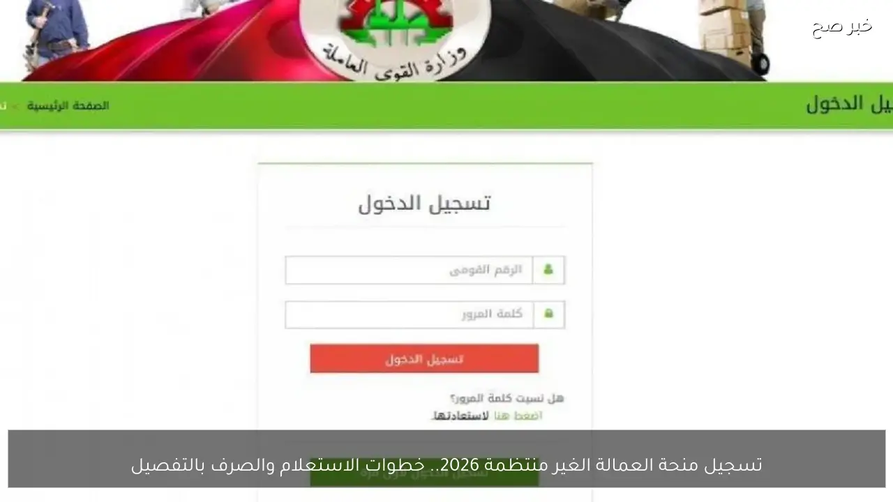 تسجيل منحة العمالة الغير منتظمة 2026.. خطوات الاستعلام والصرف بالتفصيل