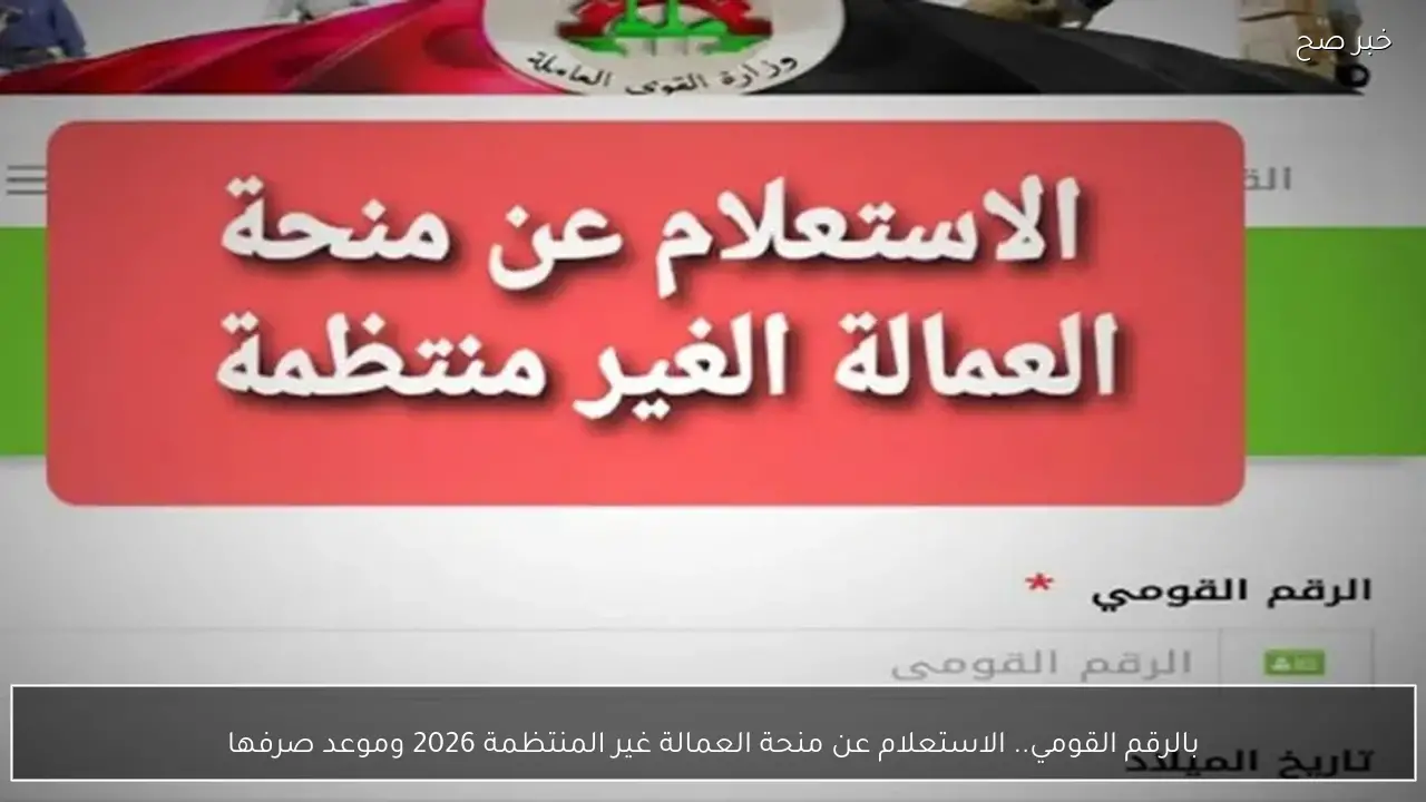 بالرقم القومي.. الاستعلام عن منحة العمالة غير المنتظمة 2026 وموعد صرفها