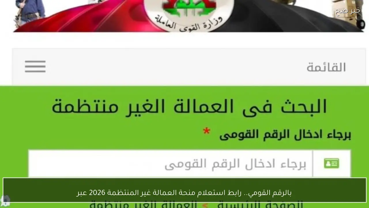 بالرقم القومي.. رابط استعلام منحة العمالة غير المنتظمة 2026 عبر manpower.gov.eg