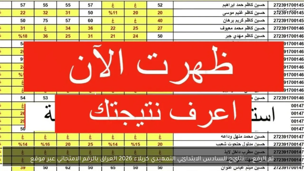 تم الرفع ✔.. نتائج السادس الابتدائي التمهيدي كربلاء 2026 العراق بالرقم الامتحاني عبر موقع وزارة التربية العراقية