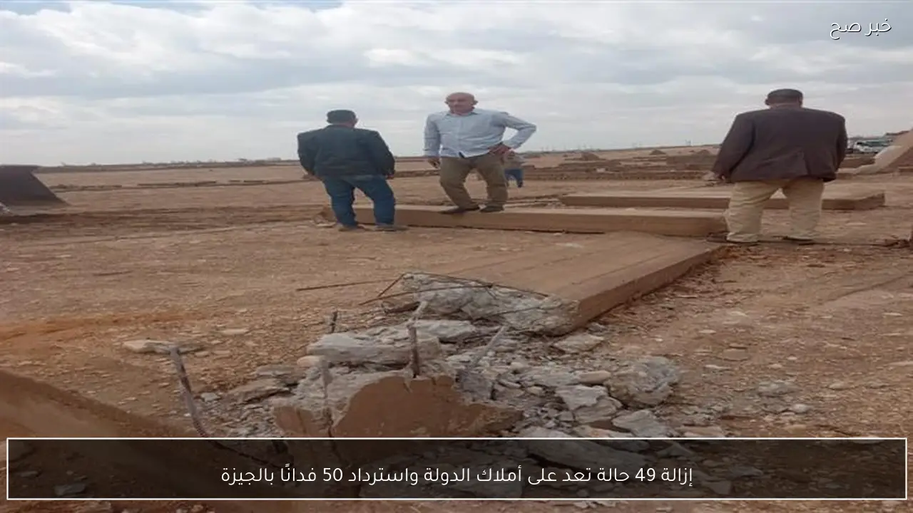 إزالة 49 حالة تعد على أملاك الدولة واسترداد 50 فدانًا بالجيزة