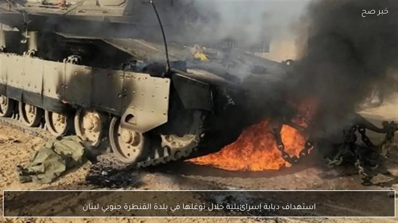 استهداف دبابة إسرائيلية خلال توغلها في بلدة القنطرة جنوبي لبنان