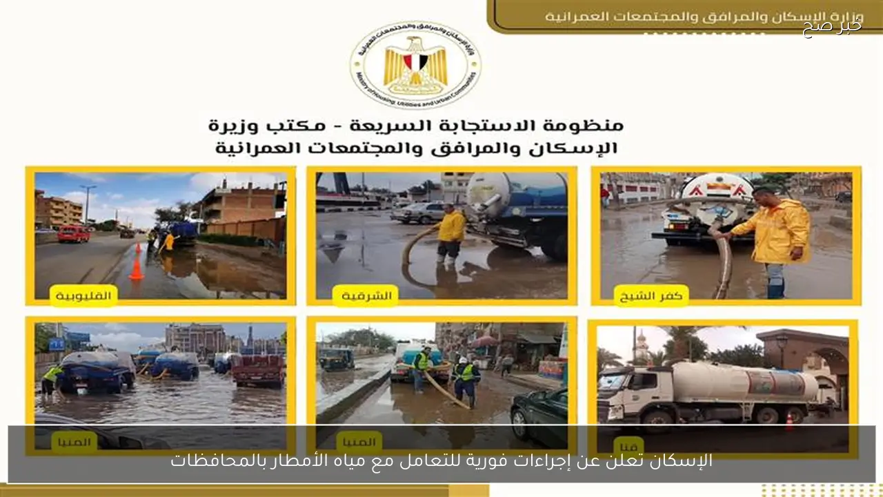 الإسكان تعلن عن إجراءات فورية للتعامل مع مياه الأمطار بالمحافظات