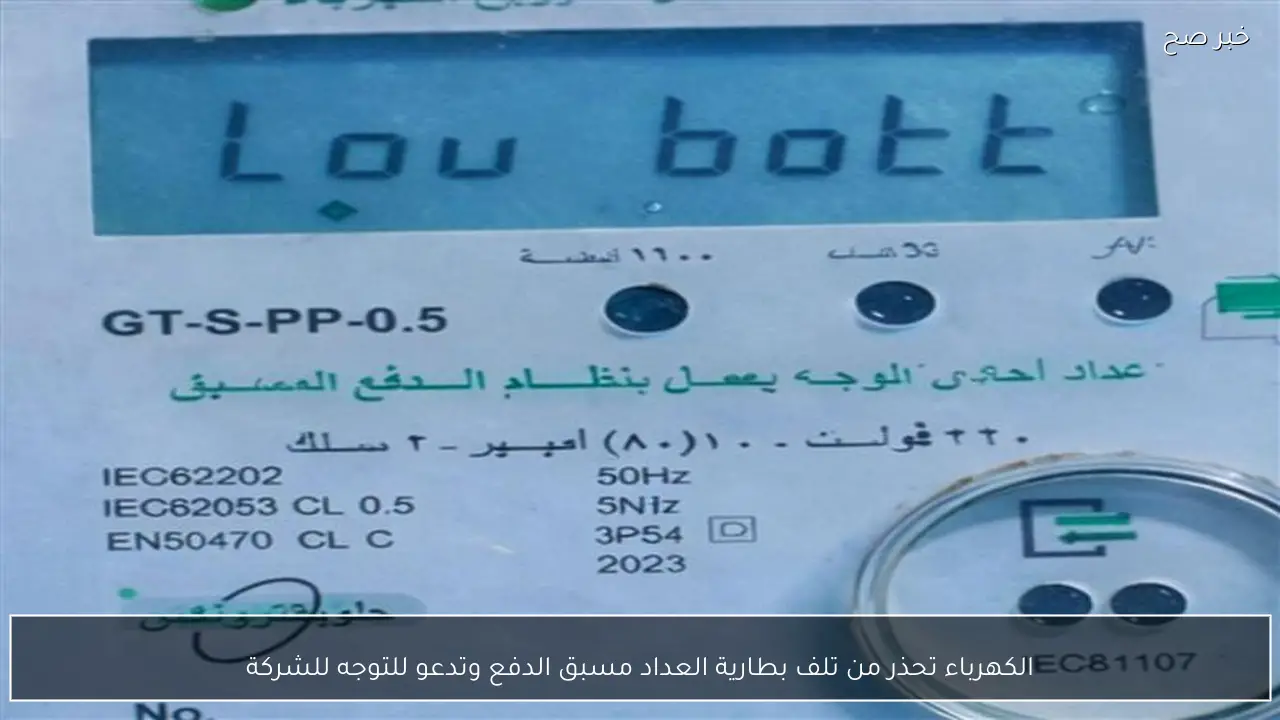 الكهرباء تحذر من تلف بطارية العداد مسبق الدفع وتدعو للتوجه للشركة