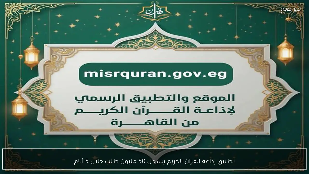 تطبيق إذاعة القرآن الكريم يسجل 50 مليون طلب خلال 5 أيام