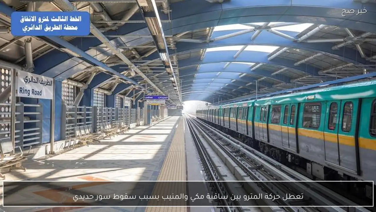 تعطل حركة المترو بين ساقية مكي والمنيب بسبب سقوط سور حديدي
