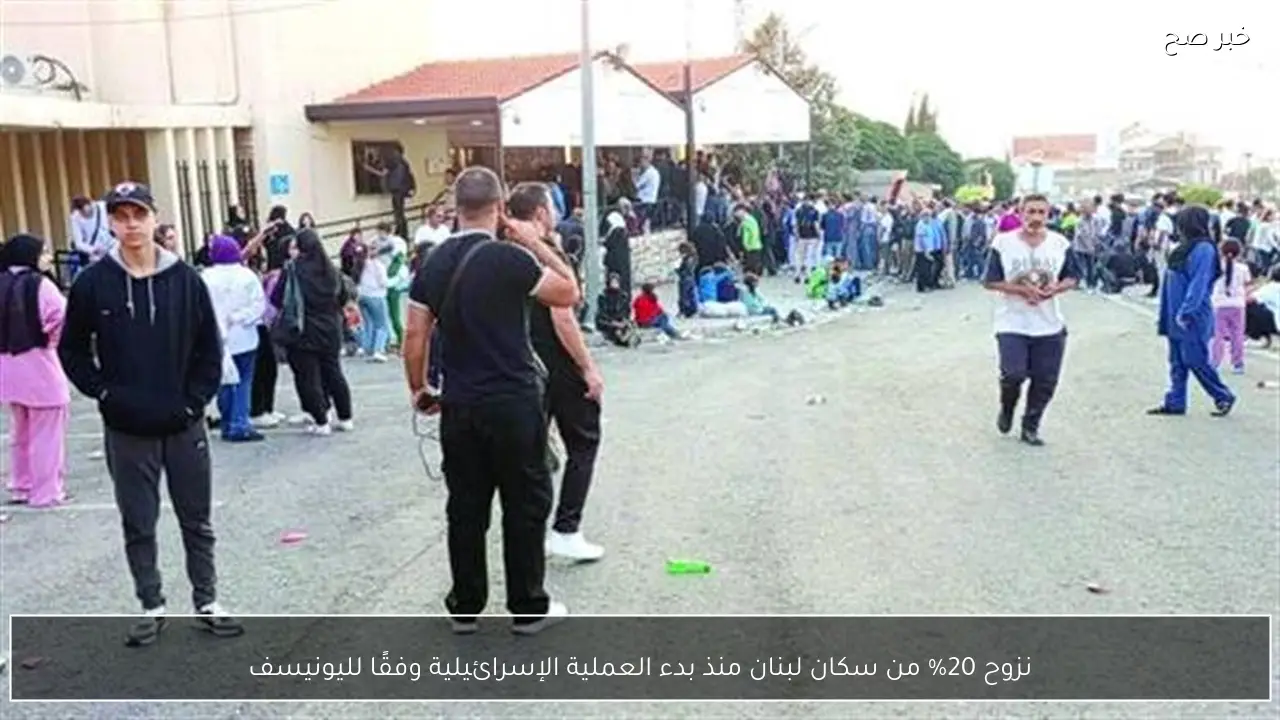 نزوح 20% من سكان لبنان منذ بدء العملية الإسرائيلية وفقًا لليونيسف