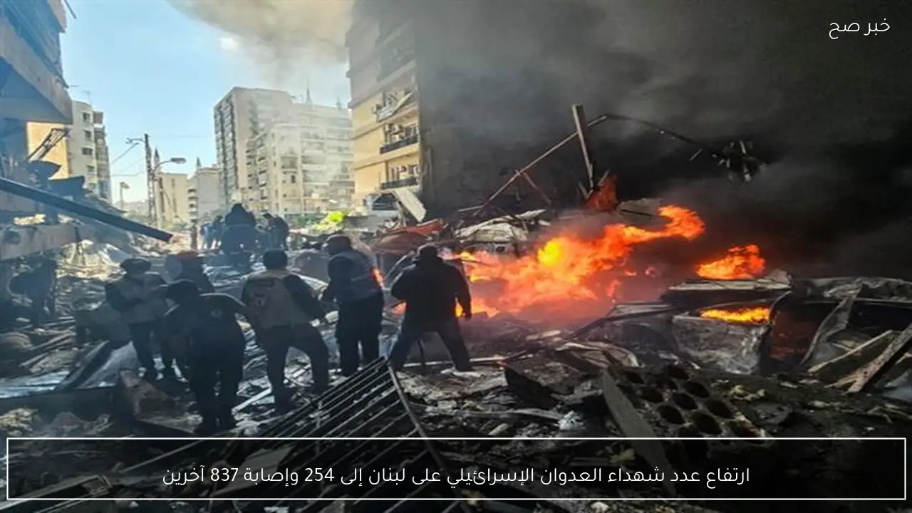 ارتفاع عدد شهداء العدوان الإسرائيلي على لبنان إلى 254 وإصابة 837 آخرين