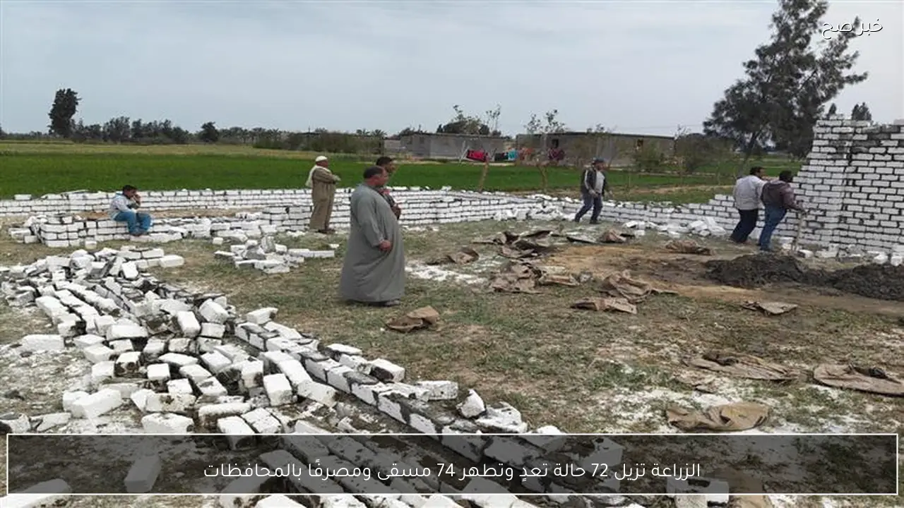 الزراعة تزيل 72 حالة تعدٍ وتطهر 74 مسقى ومصرفًا بالمحافظات